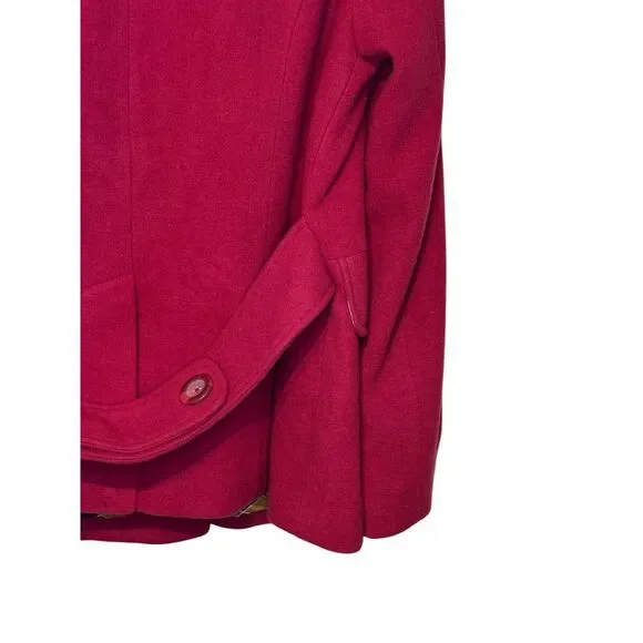 CAbi Women Peacoat Jacket Tea Coat Style 619 Wool Blend Burgundy Red Plus Sz. 14 - Picture 7 of 9